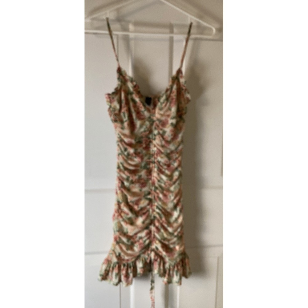 Coquette Y2K Cottagecore XS Floral sweetheart Babydoll Ruched Bodycon Dress - Picture 1 of 9